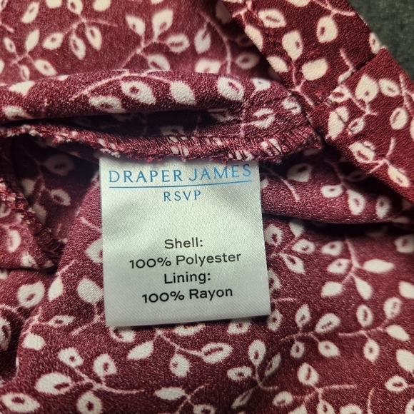 Draper James RSVP Burgundy/White Ditsy Print Smocked Waist Aline Dress Sz. Med - Picture 8 of 9